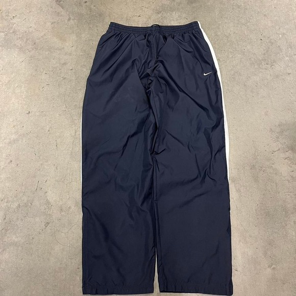 Vintage‎ Y2K baggy navy blue striped wide leg Nike track pants - Picture 1 of 8